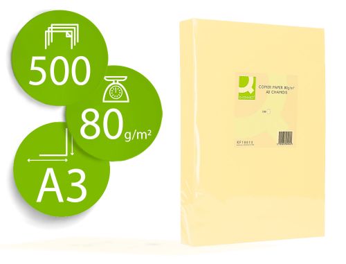 Papel de cor q-connect din a3 80 gr champagne embalagem de 500 folhas , Q-connect , 72189 , 5705831180024